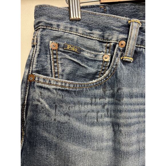 Polo Ralph Lauren Jeans Mens Size 32x32 Distressed Classic Fit Bandana Patchwork - Picture 4 of 14